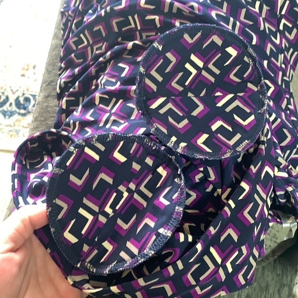 Ralph Lauren Purple Geometric Print Jersey Sheath Faux Wrap Dress Size 4 - Picture 9 of 14